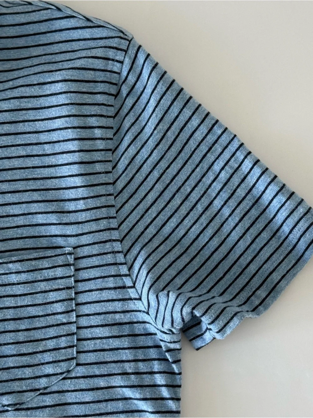 J.Crew Slub Cotton Stripe Men's Medium Blue Pocket Polo Shirt Preppy Collegiate